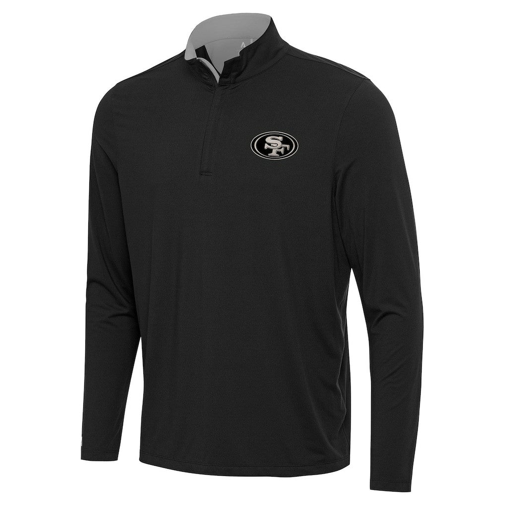 San Francisco 49ers Antigua Content Quarter-Zip Pullover Top Black - NFL