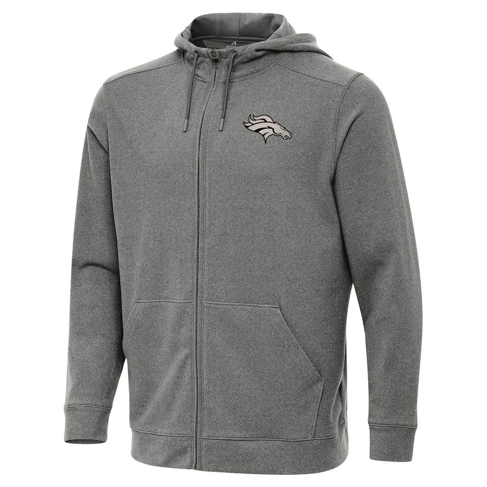 Denver Broncos Antigua Effortless Full-Zip Hoodie Jacket Heather Black - NFL