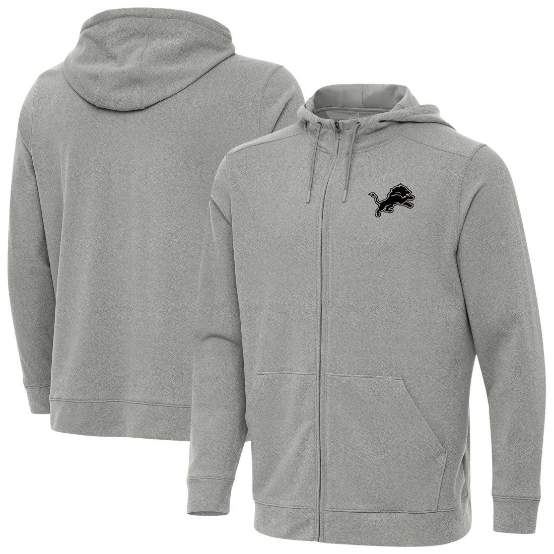 Detroit Lions Antigua Effortless Full-Zip Hoodie Jacket Heather Gray - NFL