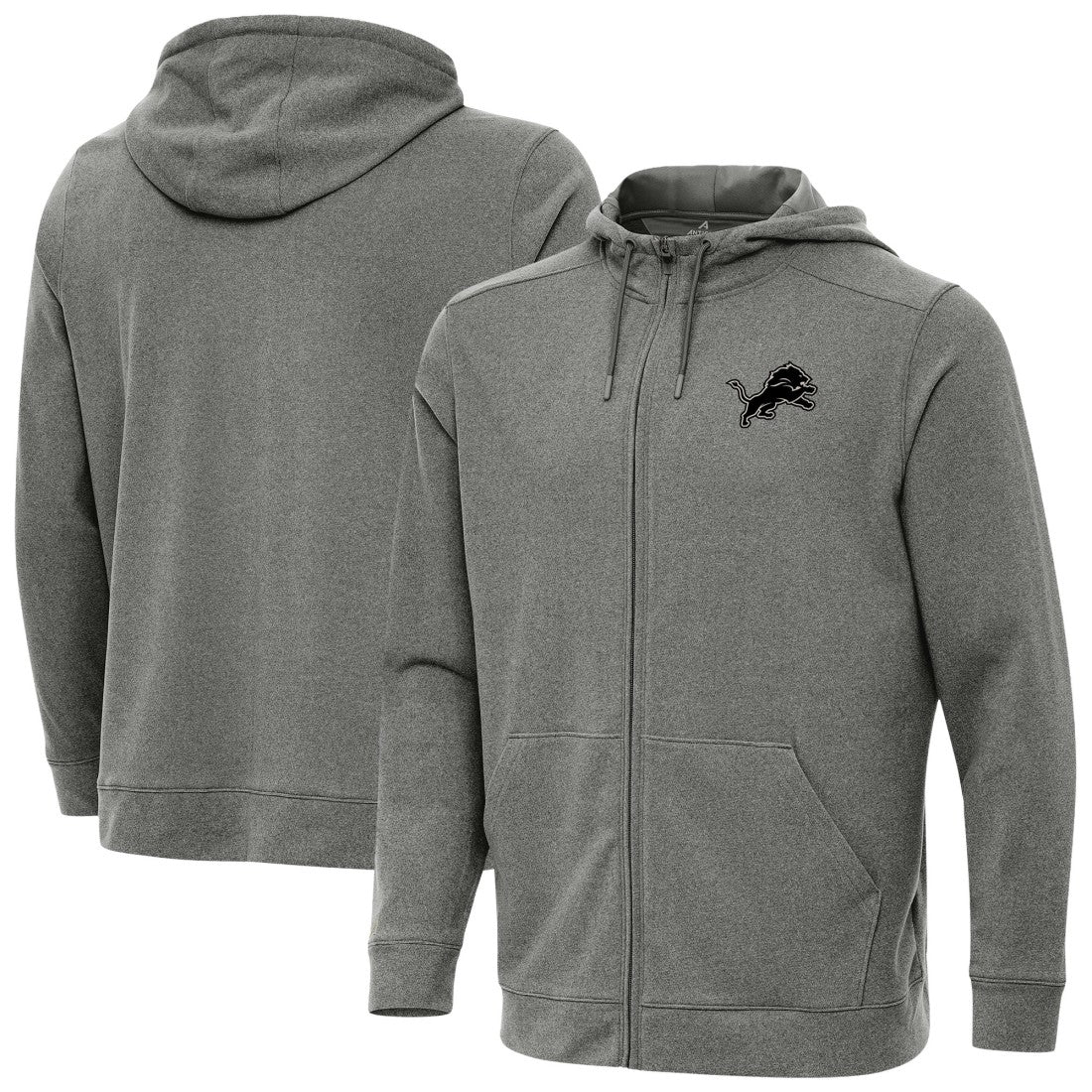 Detroit Lions Antigua Effortless Full-Zip Hoodie Jacket Heather Black - NFL