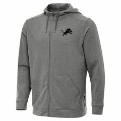 Detroit Lions Antigua Effortless Full-Zip Hoodie Jacket Heather Black - NFL