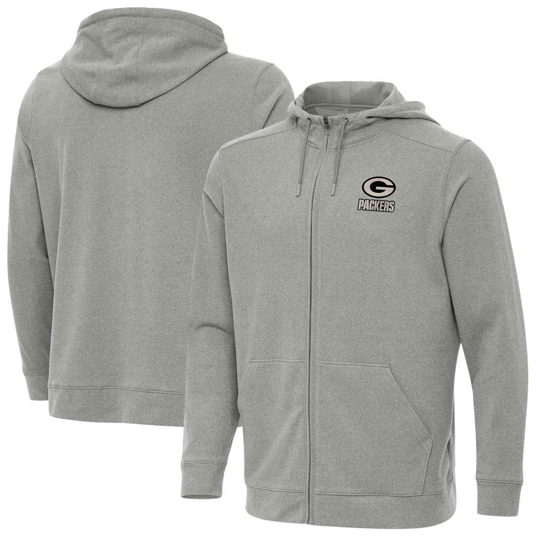 Green Bay Packers Antigua Effortless Full-Zip Hoodie Jacket Heather Gray - NFL