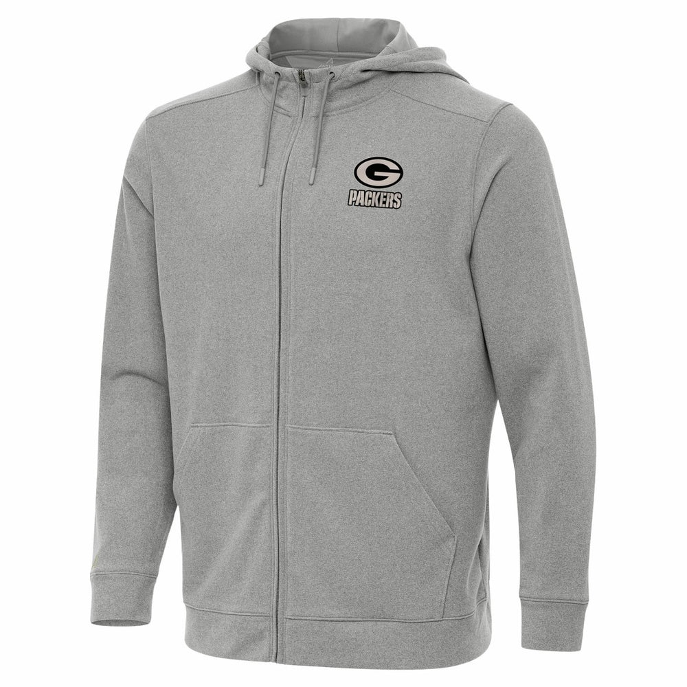 Green Bay Packers Antigua Effortless Full-Zip Hoodie Jacket Heather Gray - NFL