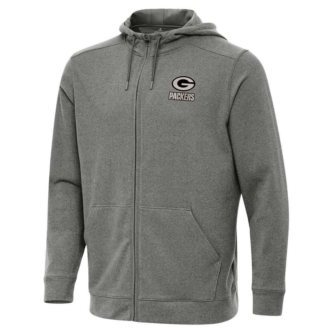 Green Bay Packers Antigua Effortless Full-Zip Hoodie Jacket Heather Black - NFL