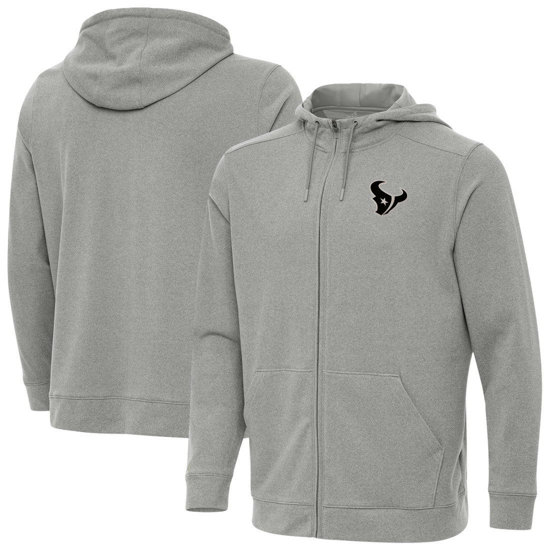 Houston Texans Antigua Effortless Full-Zip Hoodie Jacket Heather Gray - NFL