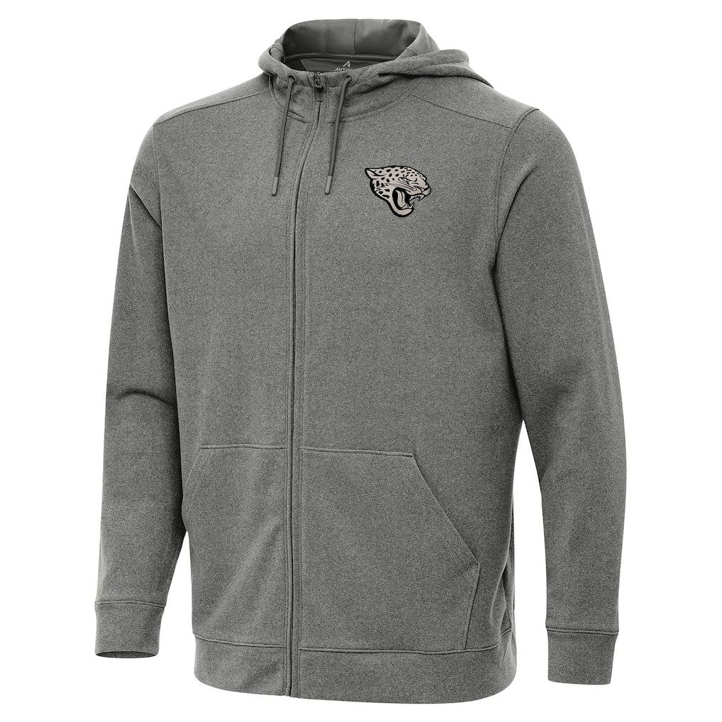 Jacksonville Jaguars Antigua Effortless Full-Zip Hoodie Jacket Heather Black - NFL