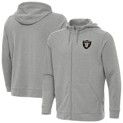 Las Vegas Raiders Antigua Effortless Full-Zip Hoodie Jacket Heather Gray - NFL