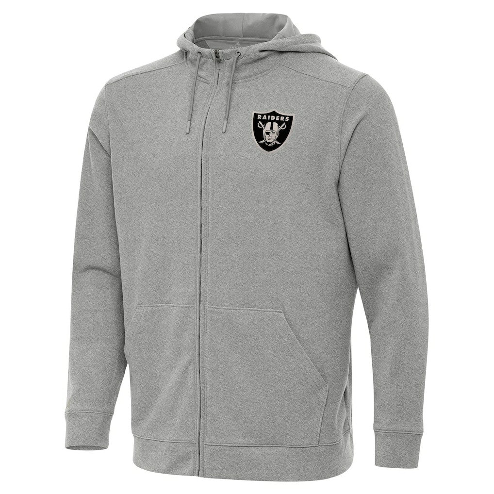 Las Vegas Raiders Antigua Effortless Full-Zip Hoodie Jacket Heather Gray - NFL