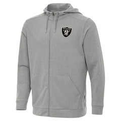 Las Vegas Raiders Antigua Effortless Full-Zip Hoodie Jacket Heather Gray - NFL