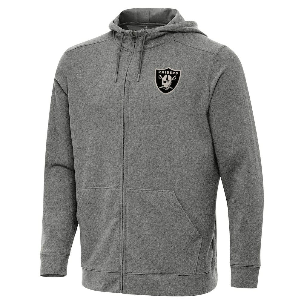 Las Vegas Raiders Antigua Effortless Full-Zip Hoodie Jacket Heather Black - NFL