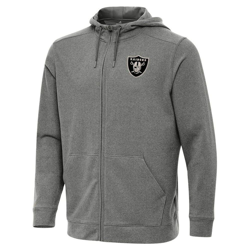 Las Vegas Raiders Antigua Effortless Full-Zip Hoodie Jacket Heather Black - NFL