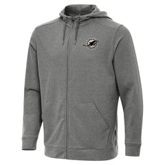 Miami Dolphins Antigua Effortless Full-Zip Hoodie Jacket Heather Black - NFL