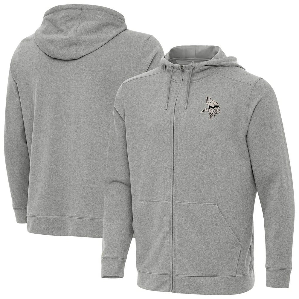 Minnesota Vikings Antigua Effortless Full-Zip Hoodie Jacket Heather Gray - NFL