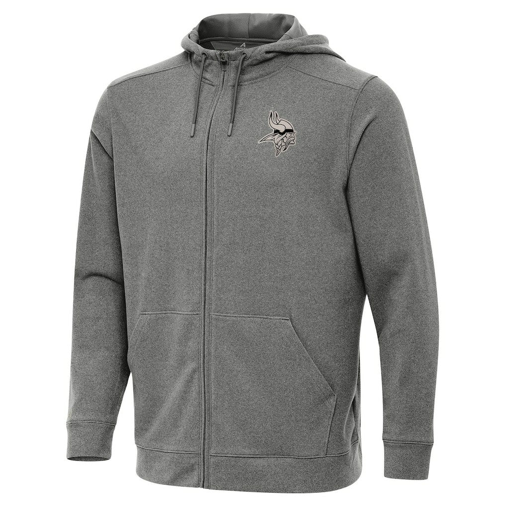 Minnesota Vikings Antigua Effortless Full-Zip Hoodie Jacket Heather Black - NFL