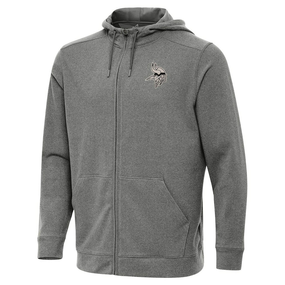 Minnesota Vikings Antigua Effortless Full-Zip Hoodie Jacket Heather Black - NFL