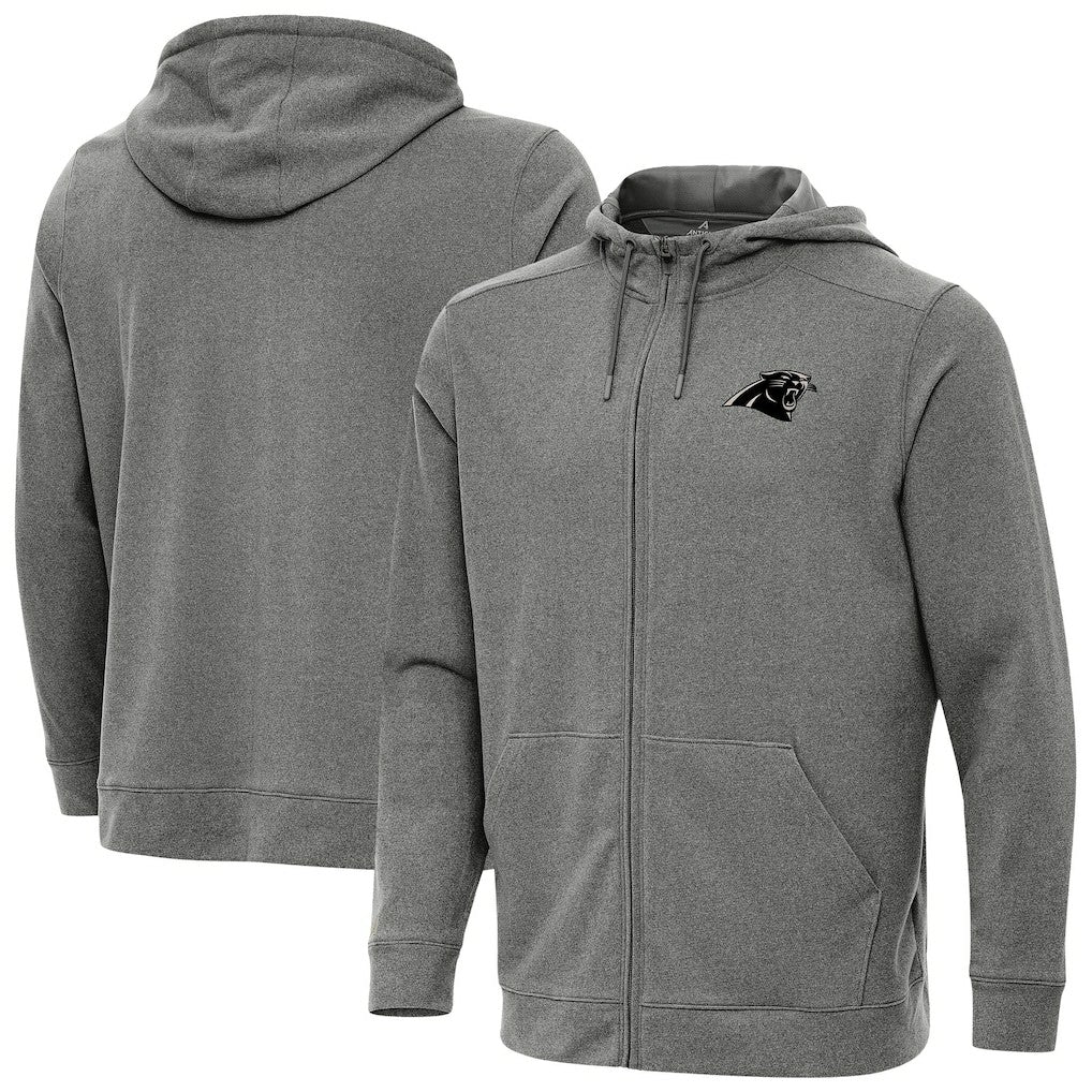 Carolina Panthers Antigua Effortless Full-Zip Hoodie Jacket Heather Black - NFL