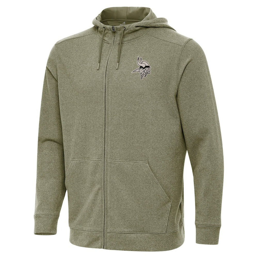 Minnesota Vikings Antigua Effortless Full-Zip Hoodie Jacket Olive - NFL