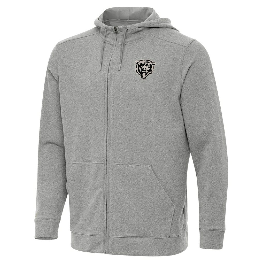Chicago Bears Antigua Effortless Full-Zip Hoodie Jacket Heather Gray - NFL
