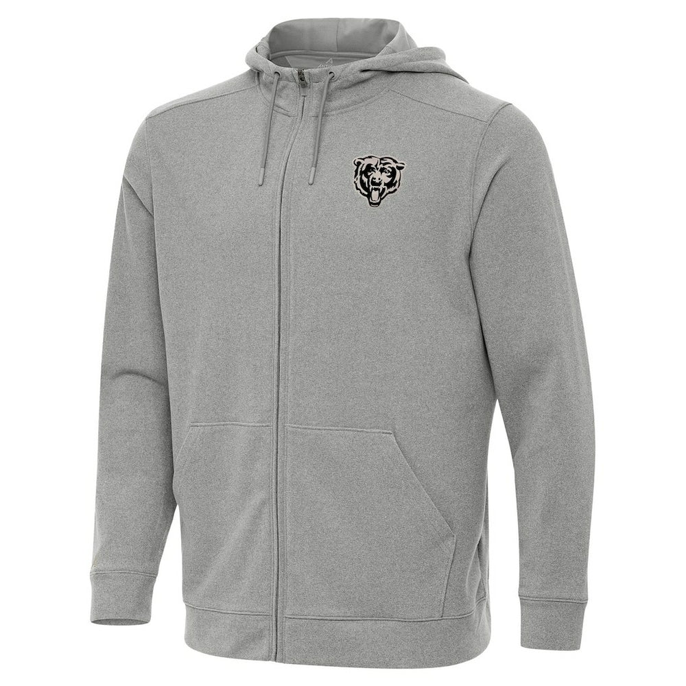 Chicago Bears Antigua Effortless Full-Zip Hoodie Jacket Heather Gray - NFL
