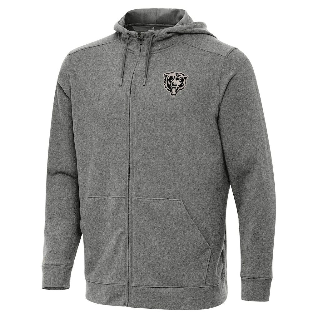 Chicago Bears Antigua Effortless Full-Zip Hoodie Jacket Heather Black - NFL