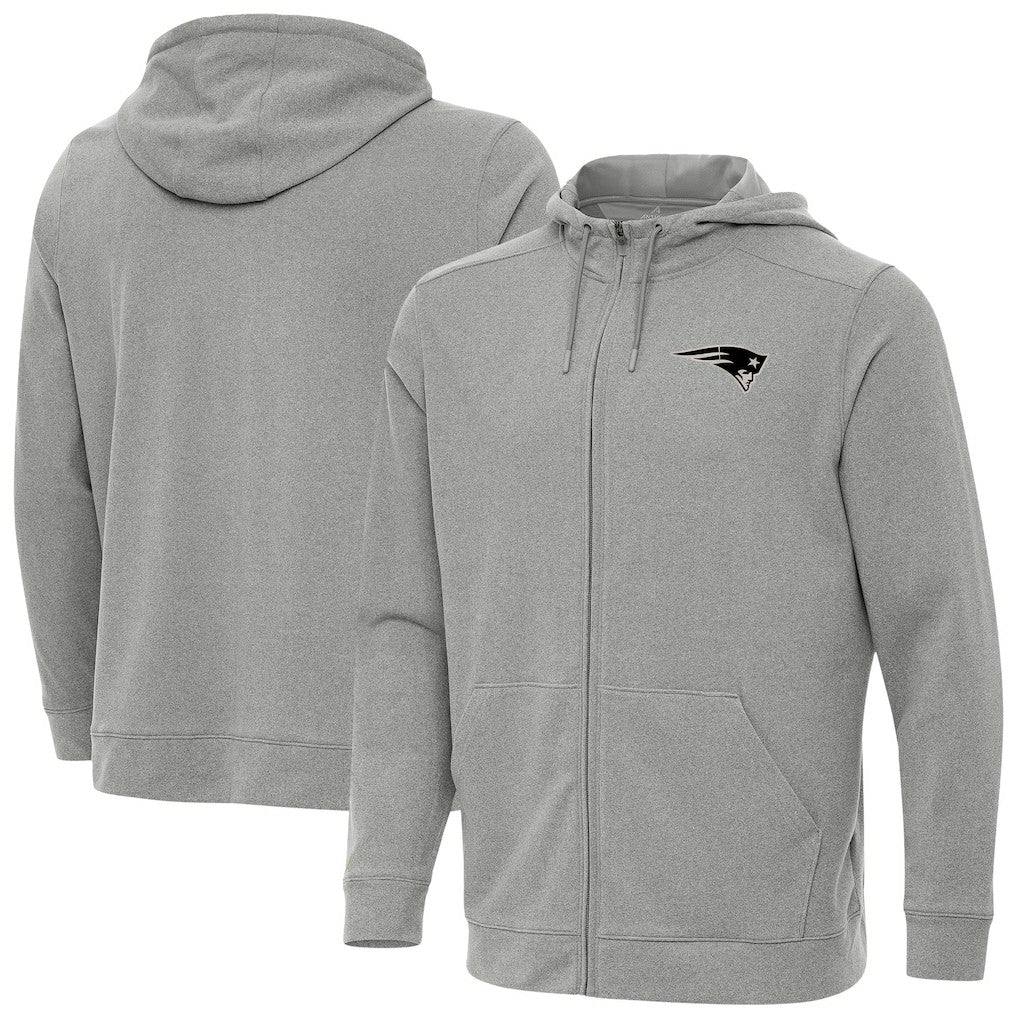 New England Patriots Antigua Effortless Full-Zip Hoodie Jacket Heather Gray - NFL