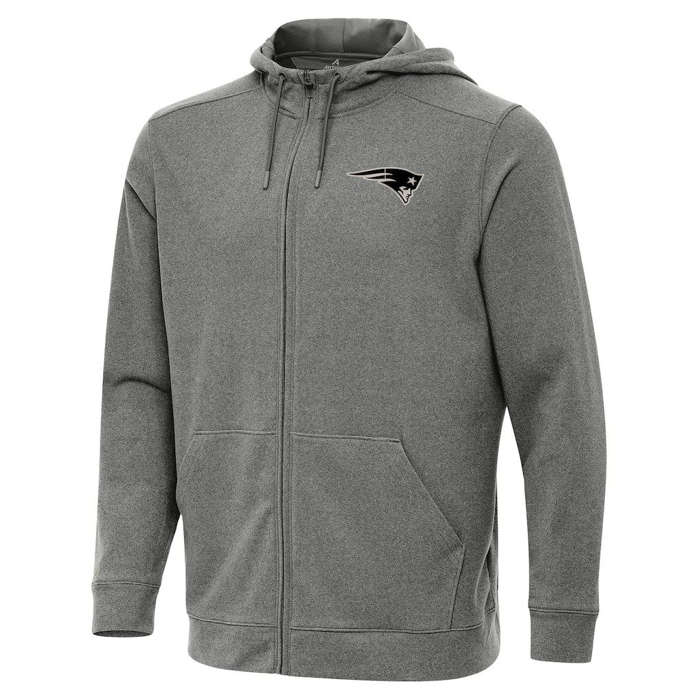 New England Patriots Antigua Effortless Full-Zip Hoodie Jacket Heather Black - NFL