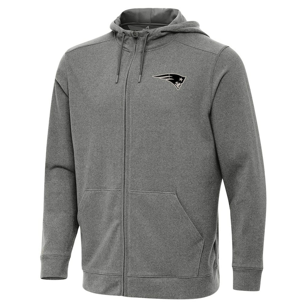 New England Patriots Antigua Effortless Full-Zip Hoodie Jacket Heather Black - NFL