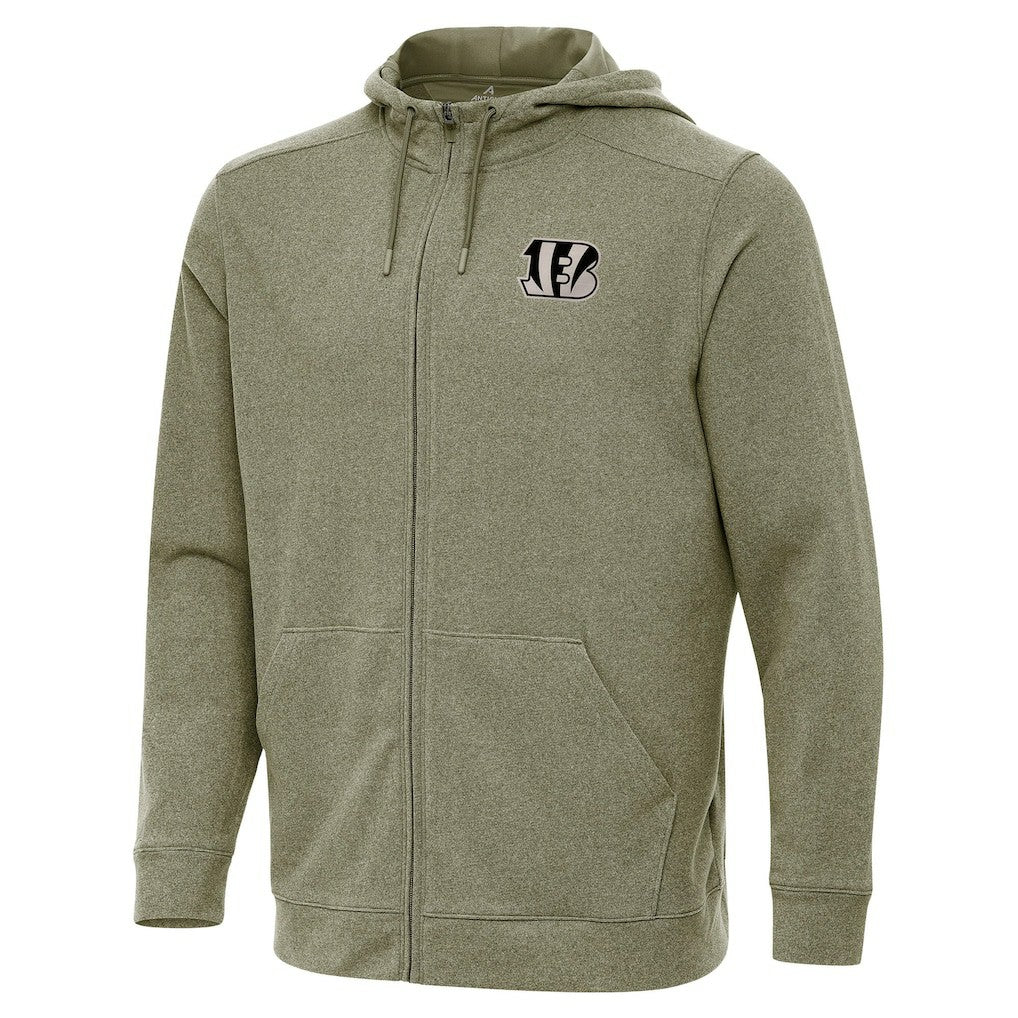 Cincinnati Bengals Antigua Effortless Full-Zip Hoodie Jacket Olive - NFL