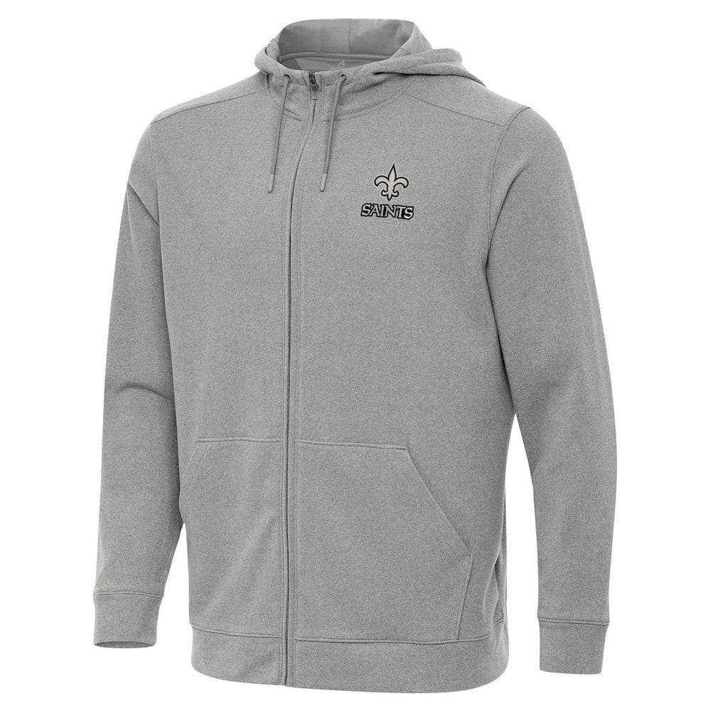 New Orleans Saints Antigua Effortless Full-Zip Hoodie Jacket Heather Gray - NFL