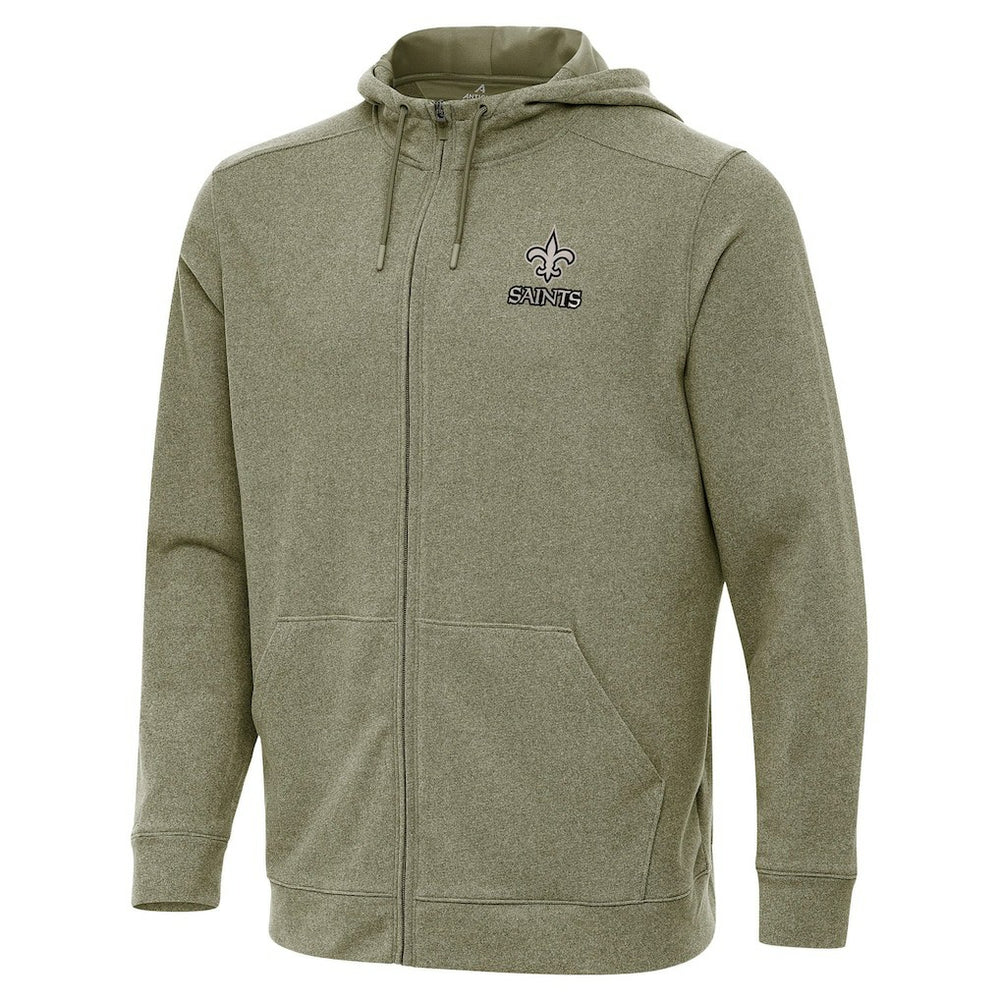 New Orleans Saints Antigua Effortless Full-Zip Hoodie Jacket Olive - NFL
