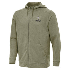 New Orleans Saints Antigua Effortless Full-Zip Hoodie Jacket Olive - NFL