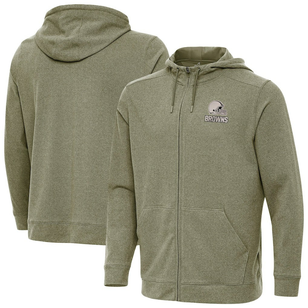 Cleveland Browns Antigua Effortless Full-Zip Hoodie Jacket Olive - NFL