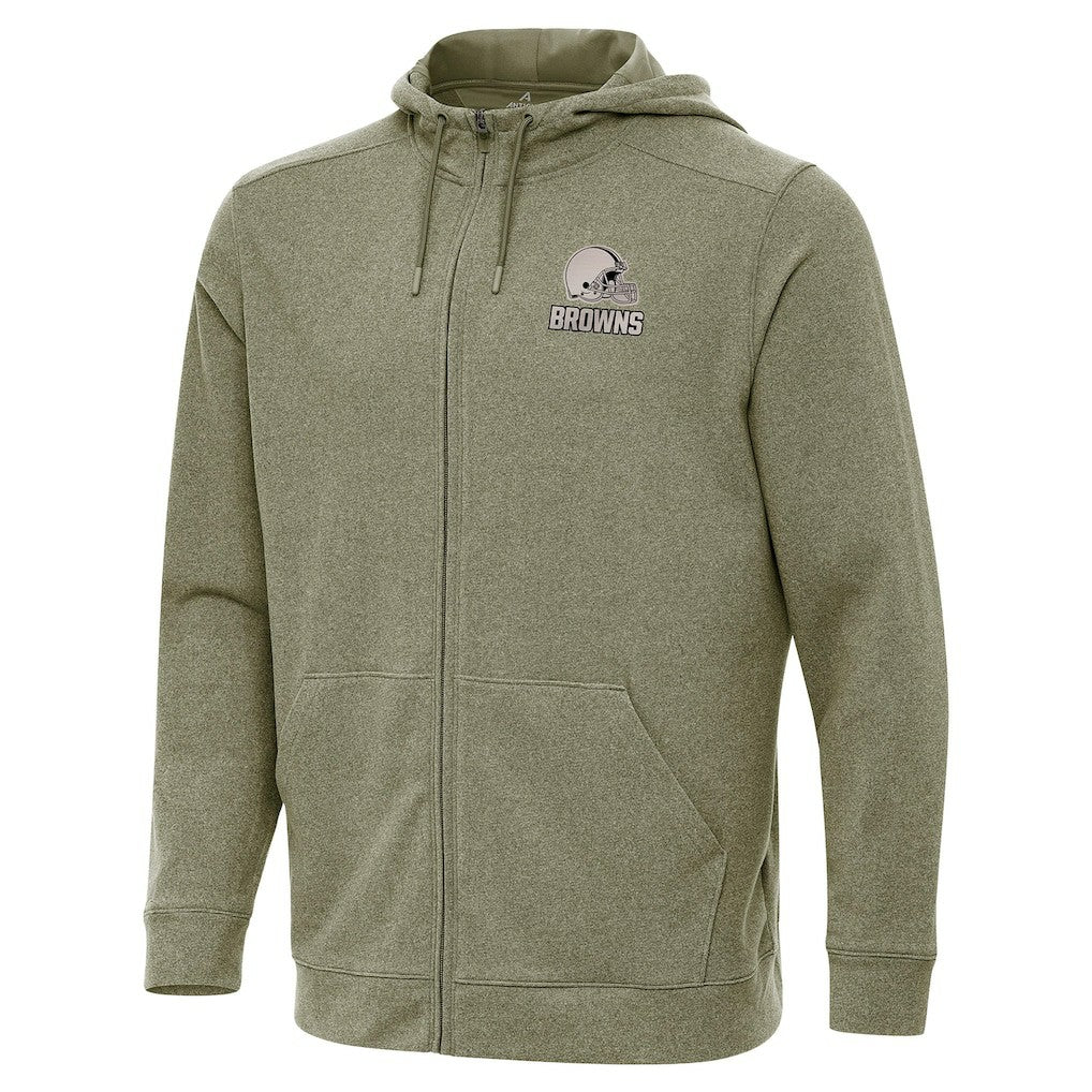 Cleveland Browns Antigua Effortless Full-Zip Hoodie Jacket Olive - NFL