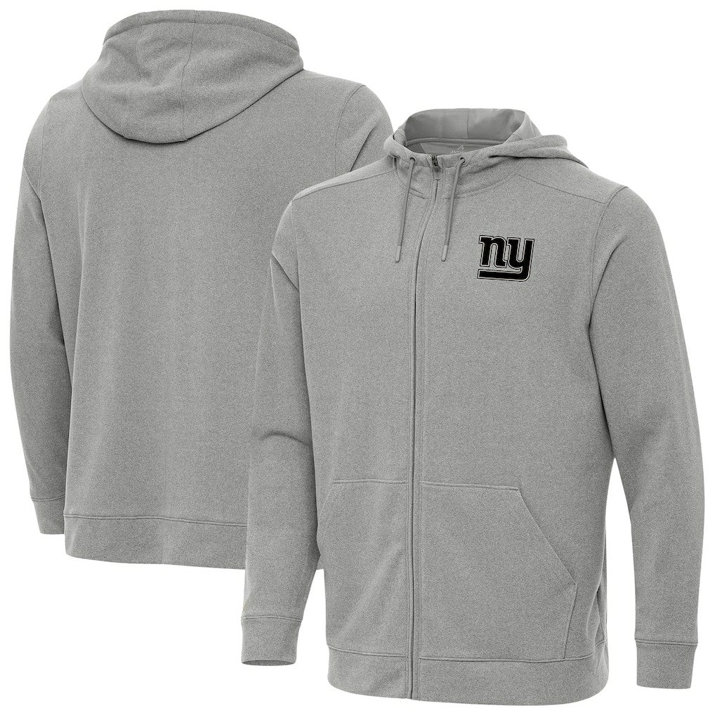 New York Giants Antigua Effortless Full-Zip Hoodie Jacket Heather Gray - NFL