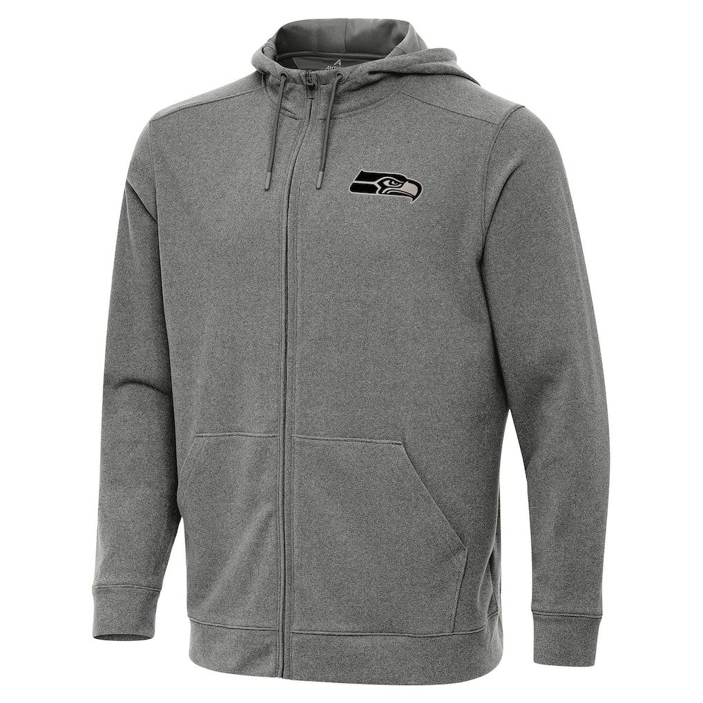 Seattle Seahawks Antigua Effortless Full-Zip Hoodie Jacket Heather Black - NFL