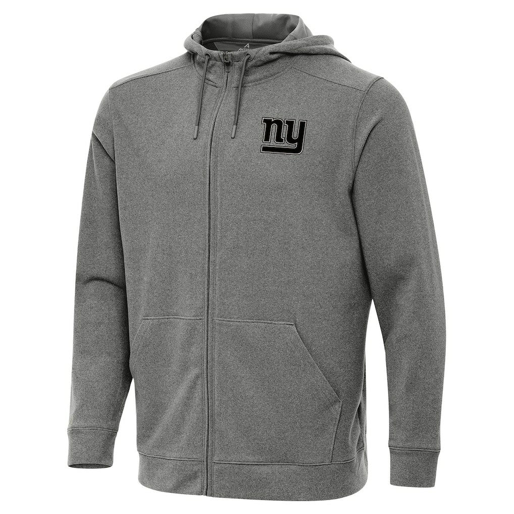 New York Giants Antigua Effortless Full-Zip Hoodie Jacket Heather Black - NFL