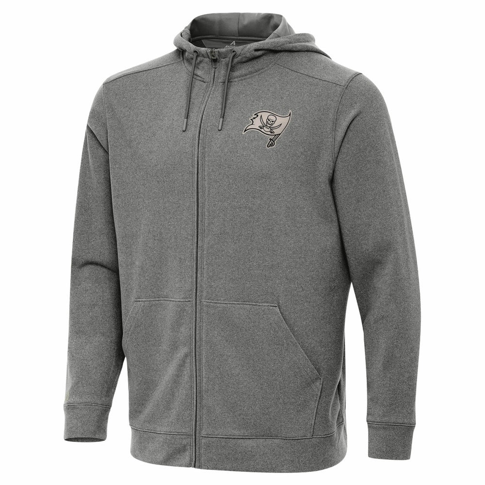 Tampa Bay Buccaneers Antigua Effortless Full-Zip Hoodie Jacket Heather Black - NFL
