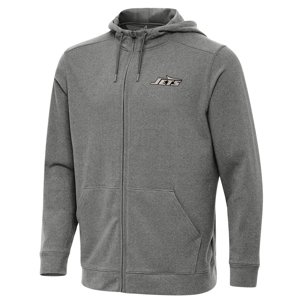 New York Jets Antigua Effortless Full-Zip Hoodie Jacket Heather Black - NFL