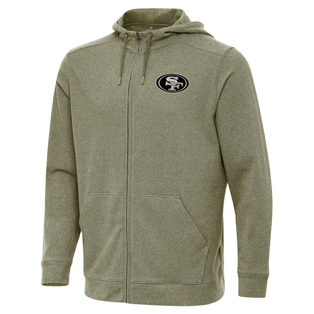 San Francisco 49ers Antigua Effortless Full-Zip Hoodie Jacket Olive - NFL