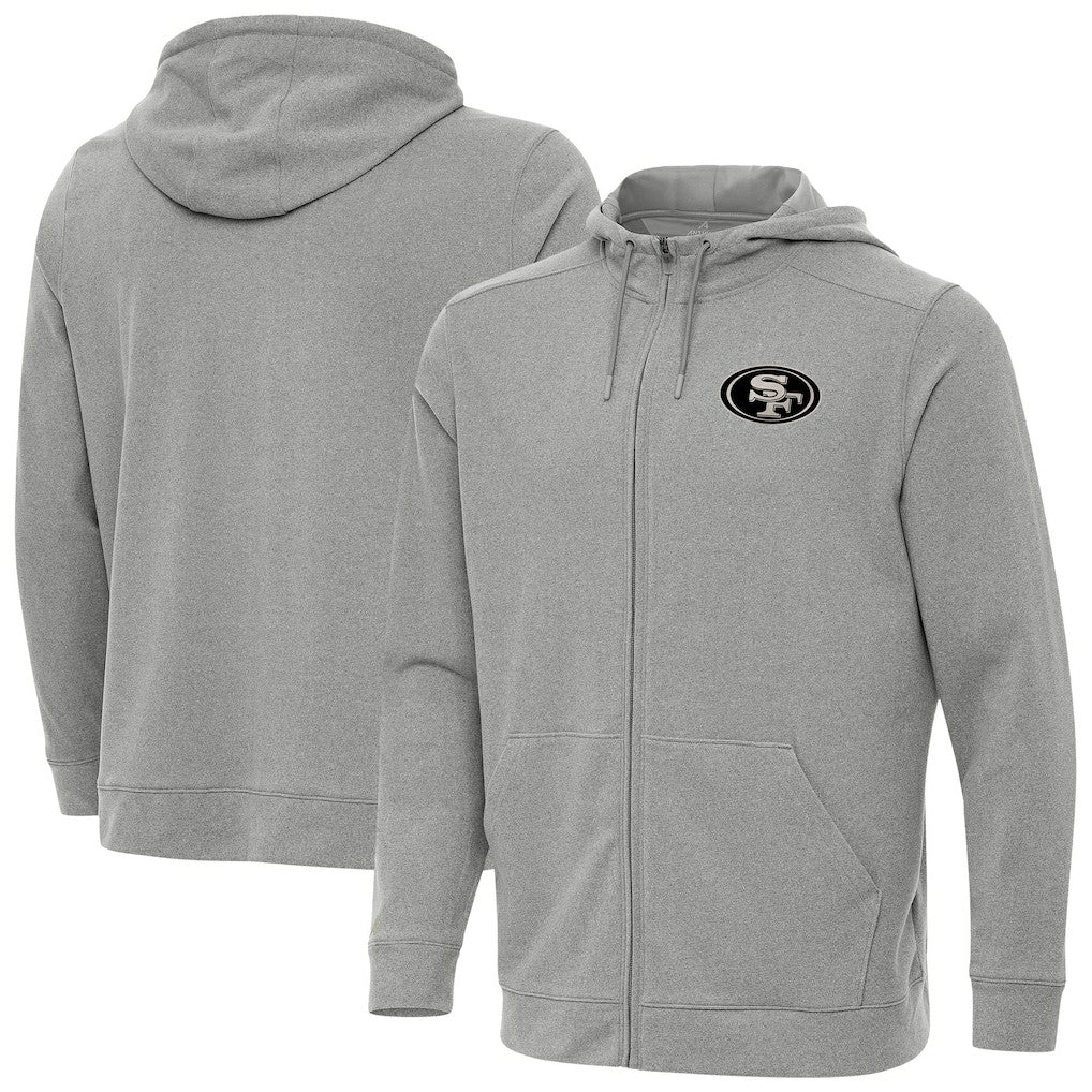 San Francisco 49ers Antigua Effortless Full-Zip Hoodie Jacket Heather Gray - NFL