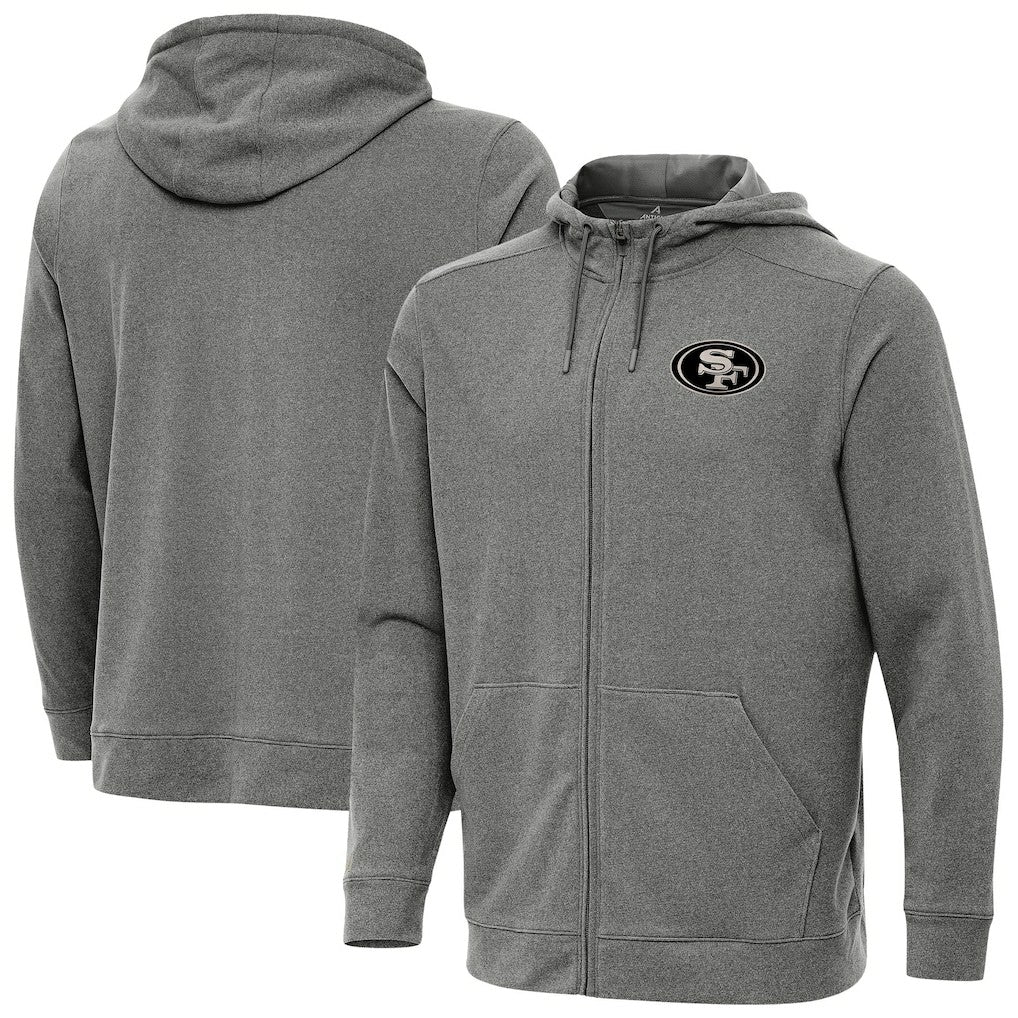 San Francisco 49ers Antigua Effortless Full-Zip Hoodie Jacket Heather Black - NFL