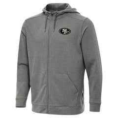 San Francisco 49ers Antigua Effortless Full-Zip Hoodie Jacket Heather Black - NFL
