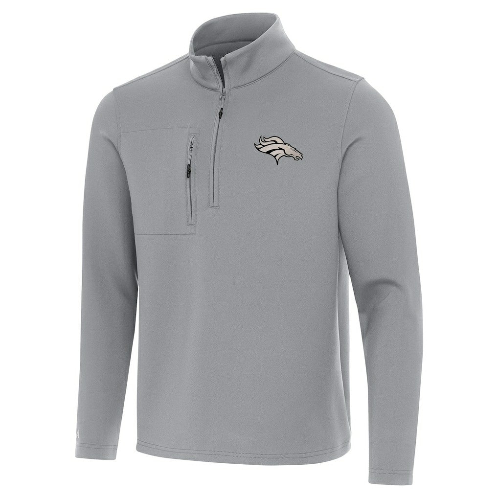 Denver Broncos Antigua Insider Quarter-Zip Jacket Gray - NFL