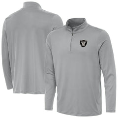Las Vegas Raiders Antigua Reprocess Quarter-Zip Top Gray - NFL
