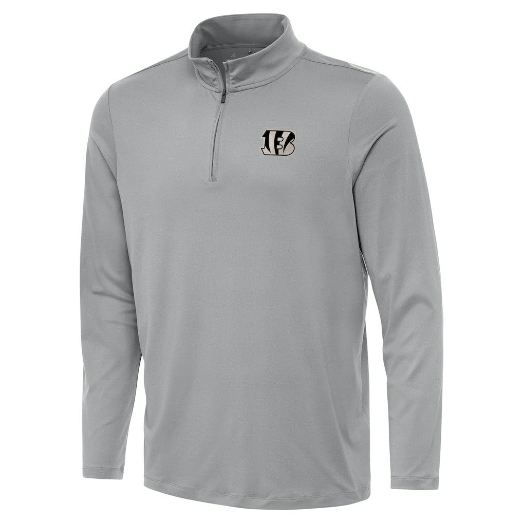 Cincinnati Bengals Antigua Reprocess Quarter-Zip Top Gray - NFL