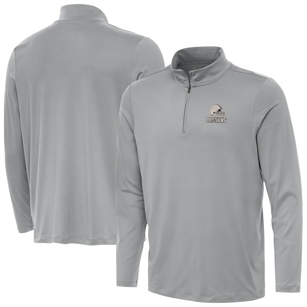 Cleveland Browns Antigua Reprocess Quarter-Zip Top Gray - NFL