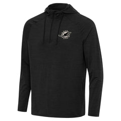 Miami Dolphins Antigua Spikes Raglan Quarter-Zip Hoodie Heather Black - NFL