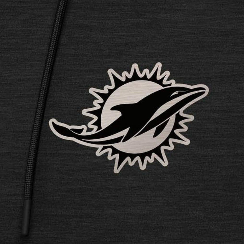 Miami Dolphins Antigua Spikes Raglan Quarter-Zip Hoodie Heather Black - NFL
