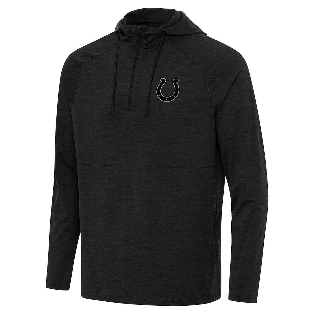 Indianapolis Colts Antigua Spikes Raglan Quarter-Zip Hoodie Heather Black - NFL