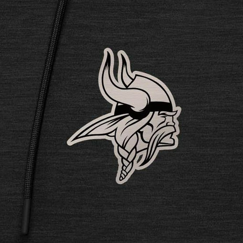 Minnesota Vikings Antigua Spikes Raglan Quarter-Zip Hoodie Heather Black - NFL